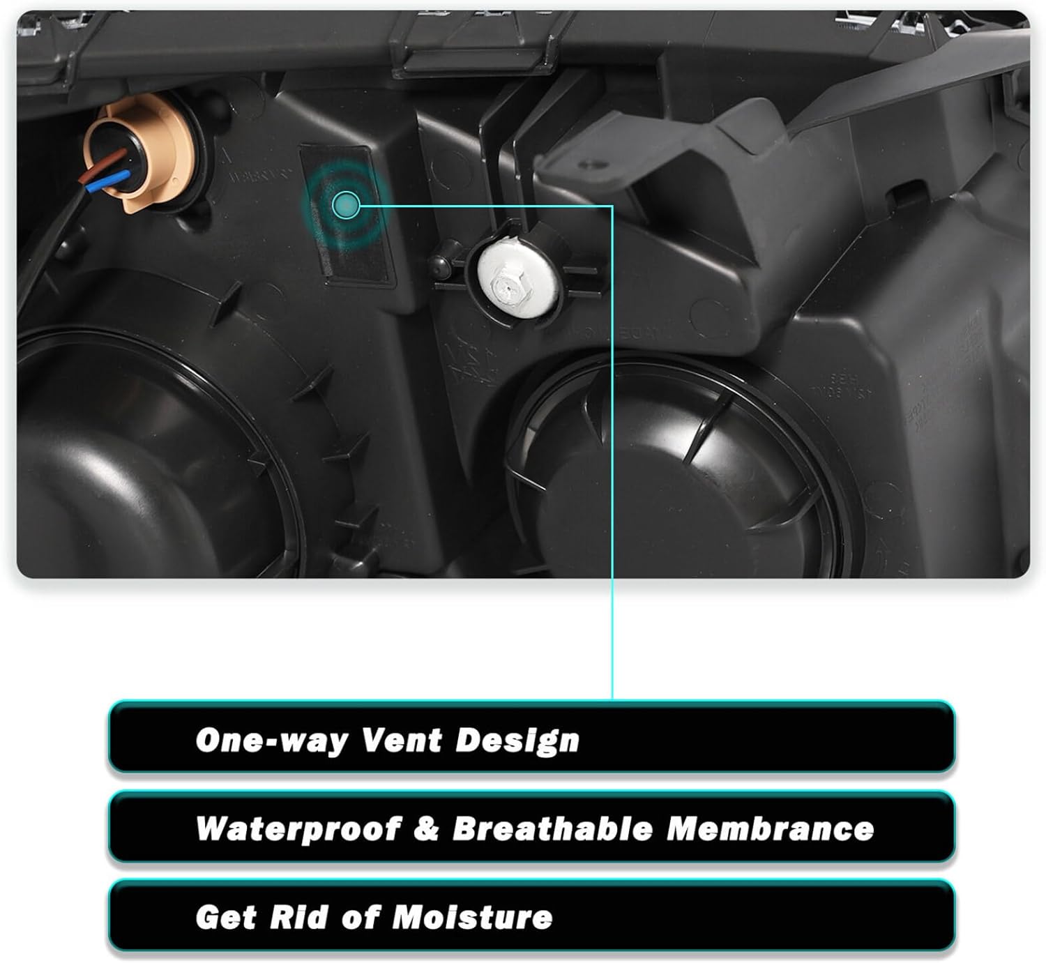 Pair Black Halogen Headlighs Headlamps Assembly Compatible with 2010-2015 Chevy Equinox LS LT with Bulbs Driver and Passenger Side