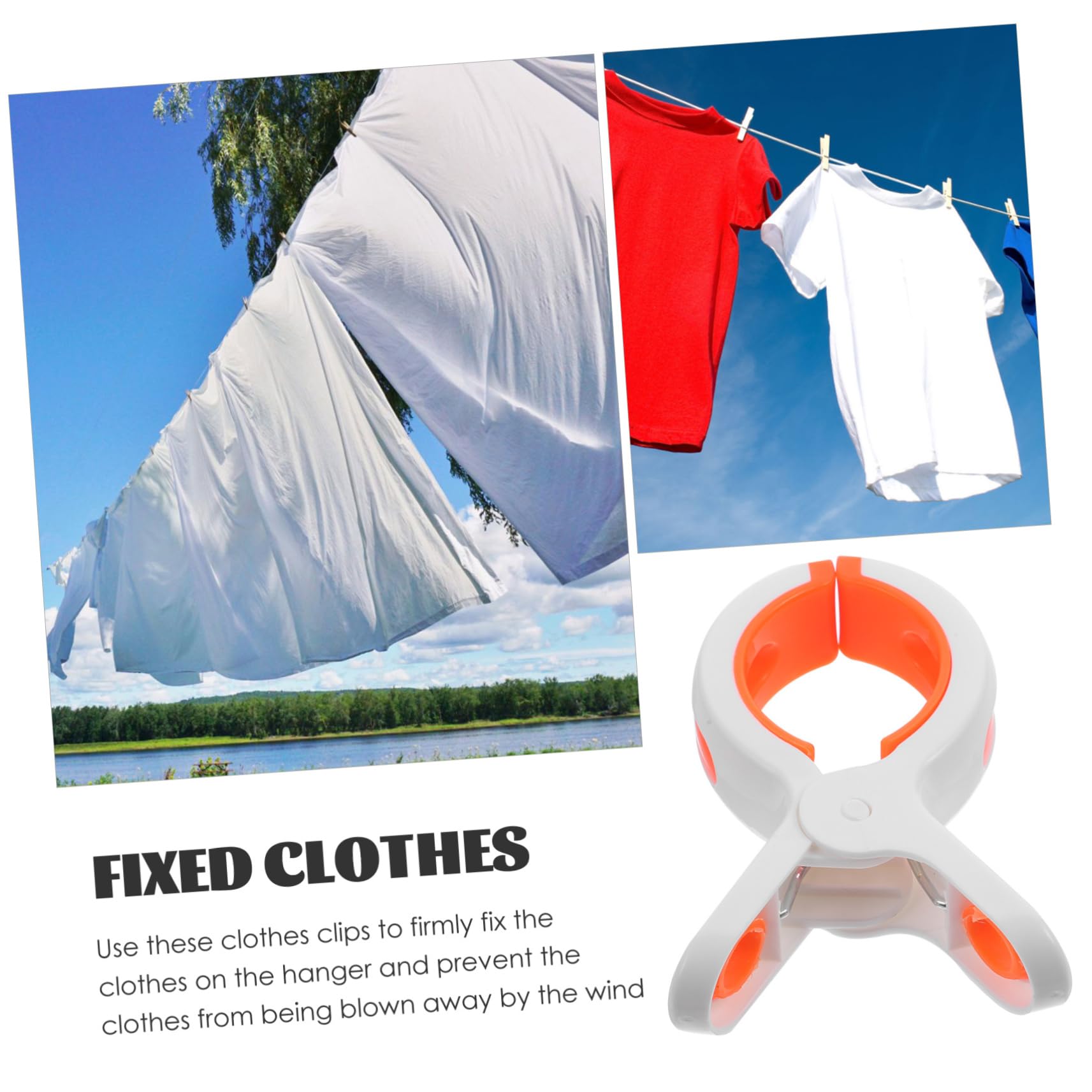 LABRIMP Pinzas para Ropa Resistentes al Viento de Plástico Abs para Toallas de Playa y Sillas de Jardín, Paquete de 12 Unidades de Color Blanco Portátiles para Exteriores