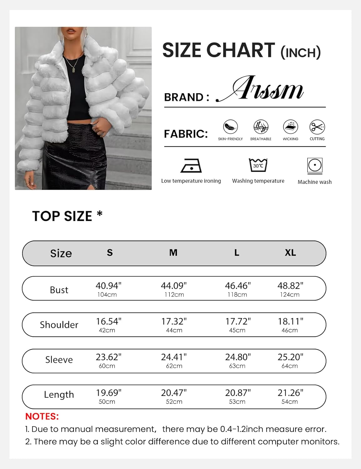 Arssm Womens Faux Fur Jacket Cropped Fluffy Long Sleeve Coat 2025 Winter Warm Shaggy Outwear - Image 6