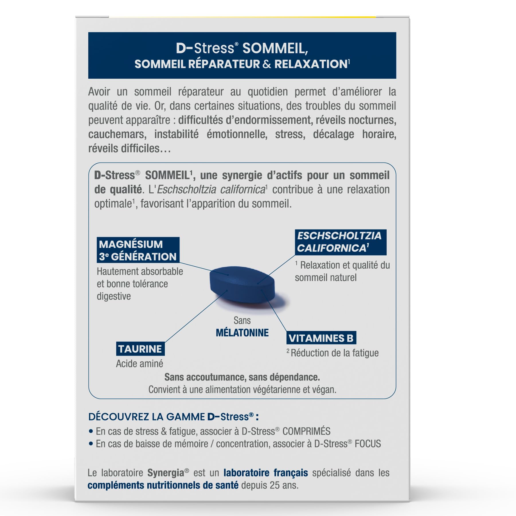 Pack "Estrés y sueño" | 2 D-Stress comprimidos 80 comprimidos + D-Stress SOMMEIL 40 comprimidos | Para días y noches sin estrés | Laboratorio Synergia