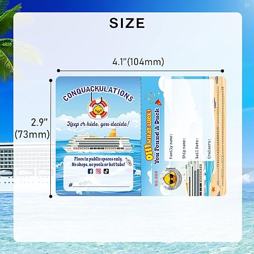 Miniatura 2 de Tarjetas de etiqueta de pato de crucero, juegos de patitos de carnaval, paquete de 35, 4.1 x 2.9 pulgadas, diseño de pasaporte, con agujero y bandas