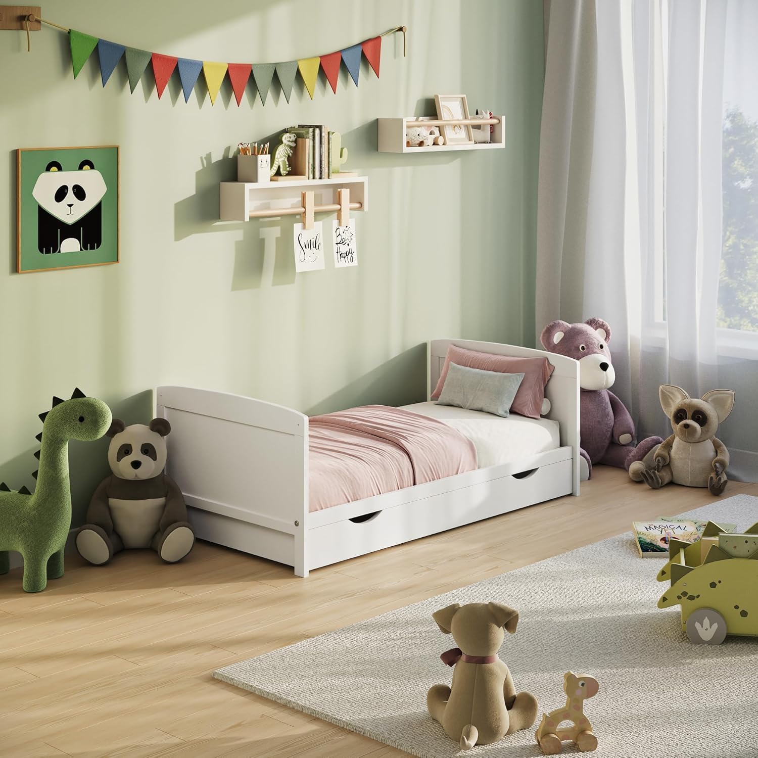 Lit bébé 70x140 avec tiroir, lit à barreaux, lit pour enfant, hauteur réglable et barreaux amovibles avec matelas | autres tailles : 60x120 cm | 70x140 cm : de la naissance jusqu'à 6 ans, blanc