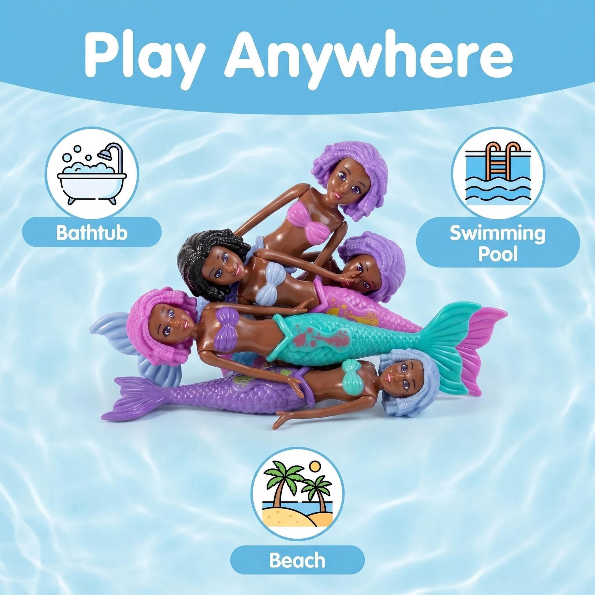 HATFRYF Pool Diving Toy Set, 4 Piece Princess Pool Toys, Water Bath Toy, Swimming Underwater Pool Training Toys - Image 5