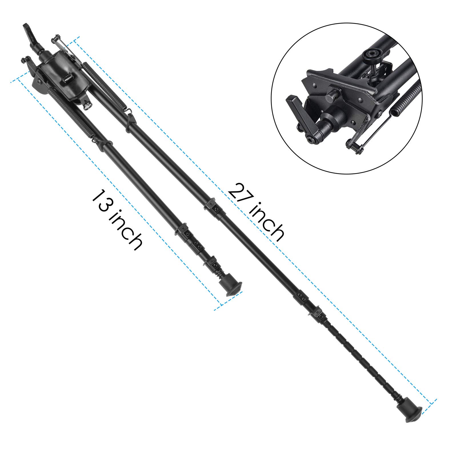 Bípode articulación 13" - 27" con Pivote para Perno Giratorio Rifles de Caza y Tiradores