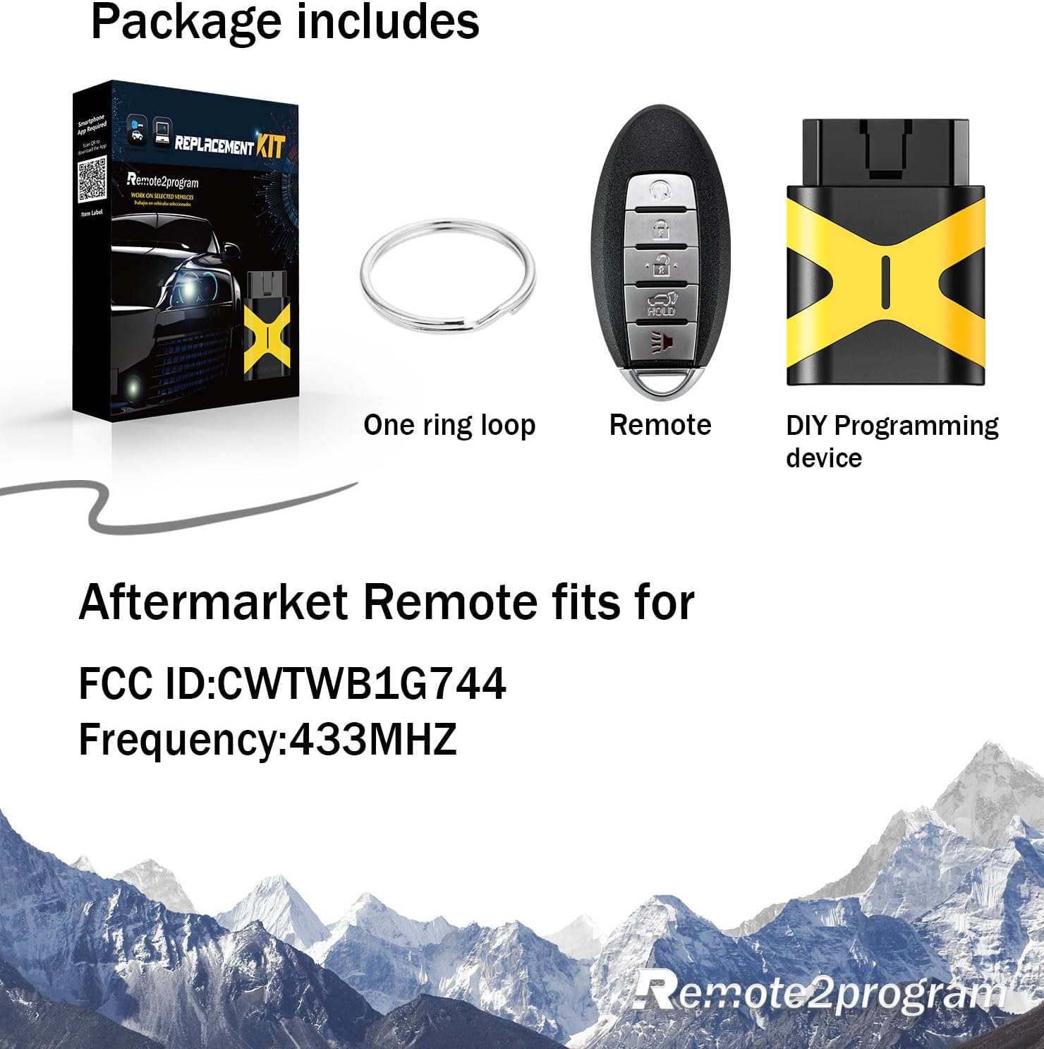 Keyless Entry Fob Flip Remote Control Self Programmble Car Key Replacement for 2013 Infiniti QX56/2014-2017 QX80 with FCC: CWTWB1G744 (CWTWB1G744/Self Programmable Remote)