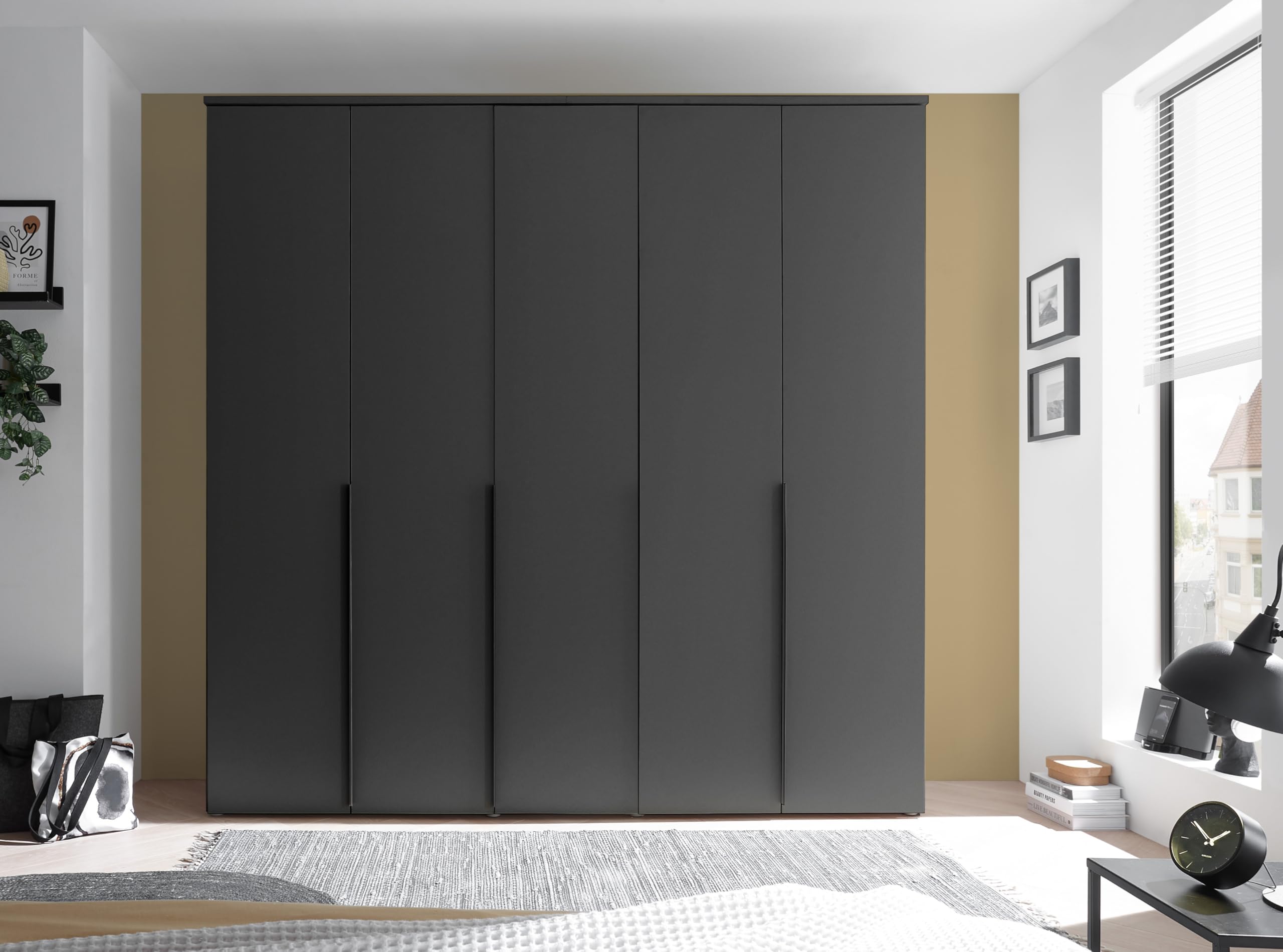 AVANTI TRENDSTORE - Civiasco - Armadio con 5 ante a battente di colore antracite Dimensioni ca. LAP 225x225x52cm