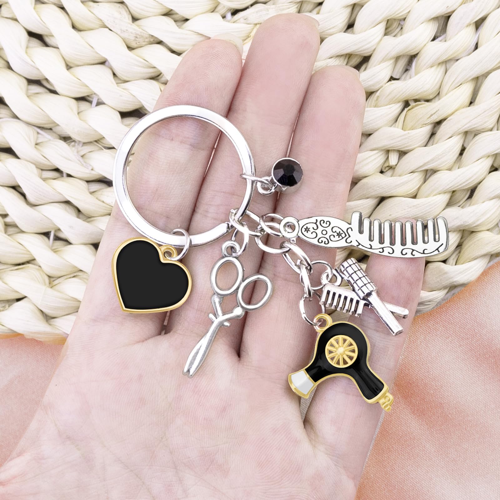 Ikacvb Cute Hair Stylist Gifts Hairdresser Keychain Gifts For Women Men Unique Hairstylist Gift Scissors Comb Charms