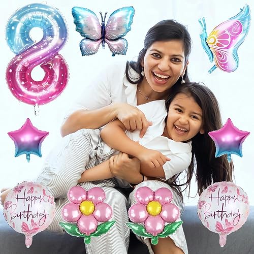 Miniatura 5 de 10 globos de mariposa de color rosa degradado, globos de papel de aluminio de mariposa de 40 pulgadas, globos de aluminio Mylar para decoración de