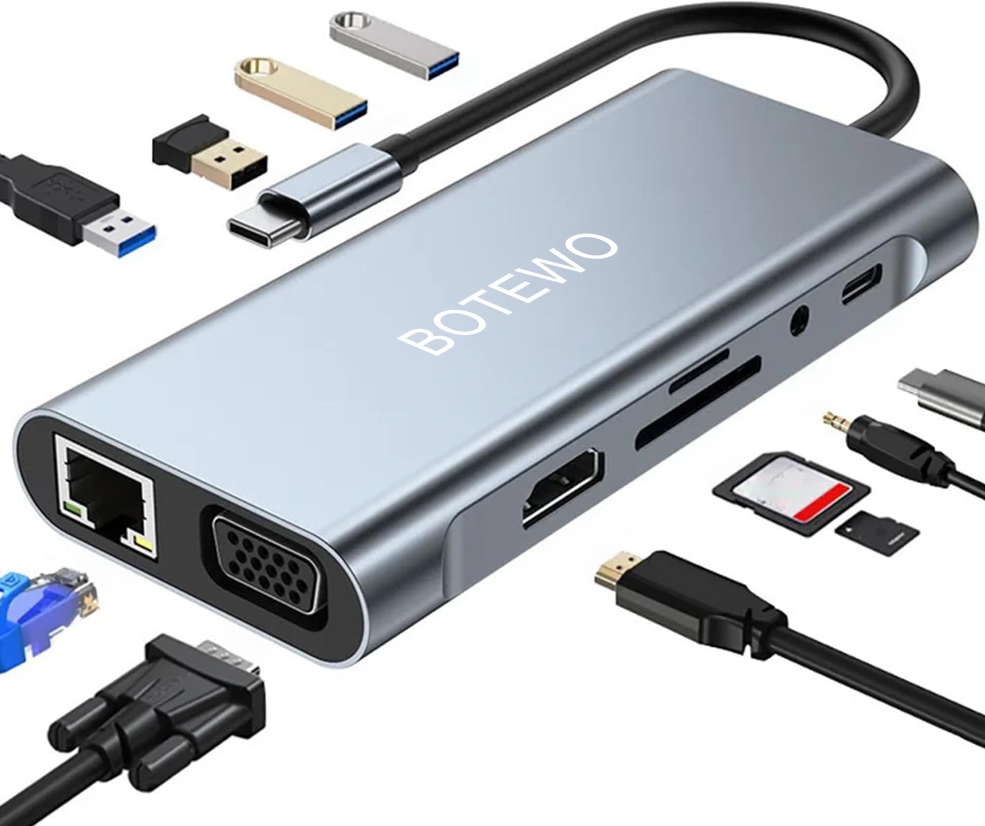 SINEHO HUB USB C Docking Station, 11 in 1 Adattatore USB C con 4K HDMI