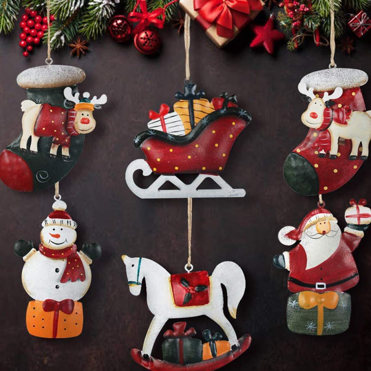 MAGICLULU 2 Sätze Weihnachtsschmuck Weihnachts Figuren Weihnachtsfigur Lebkuchen Dekorationen Mann Anhänger Mit Weihnachtsmotiven Hängende Weihnachtsverzierung Aus Holz Hölzern 12 Stück * 2