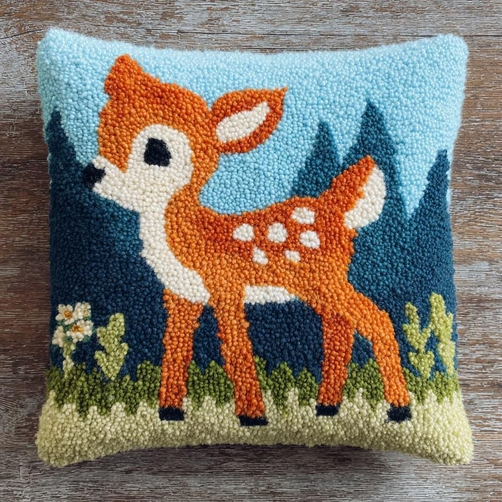 AxiangziK Latch Hook Cushion Kits for Adults,Animals Sika Deer