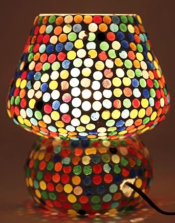 JINPINGHP Complete Lighting Solution Glass Mosaic Table Lamp, Design White Beads, White, Size Small 15X16 cm, Decorative for Home, Hotels, Room - Pack of 1 Design 16
