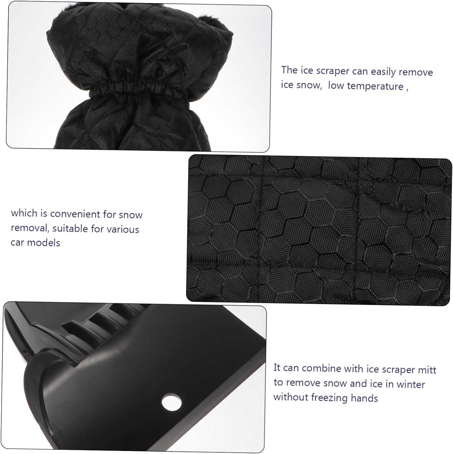 VOSAREA 1set Car Snow Scraper Brush Gloves Multi-Functional Ice Scraper for Windshield Cold Weather Accessories for Effortless Snow Removal