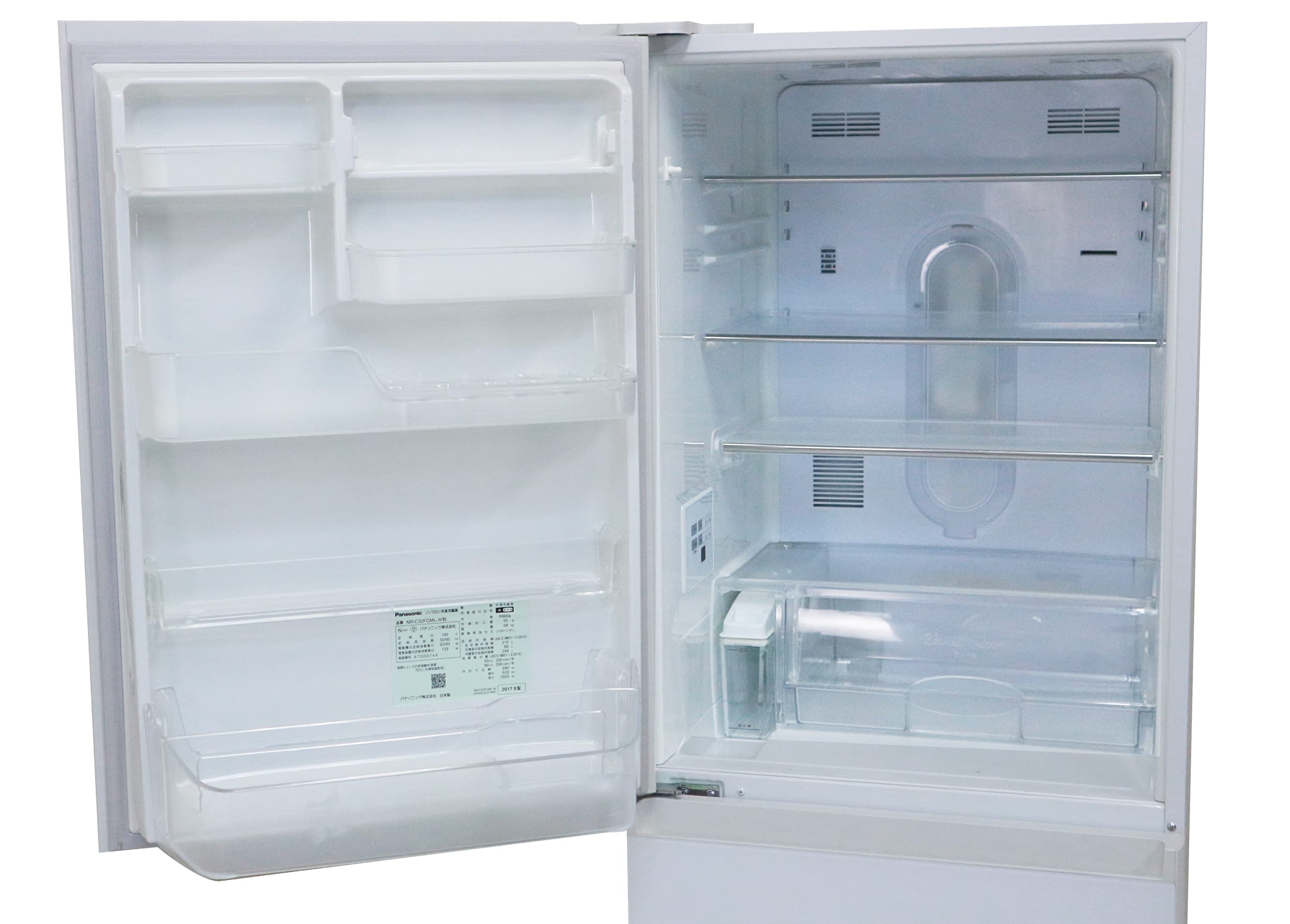 Amazon | パナソニック 315L 3ドアノンフロン冷凍冷蔵庫 左開き スノー 