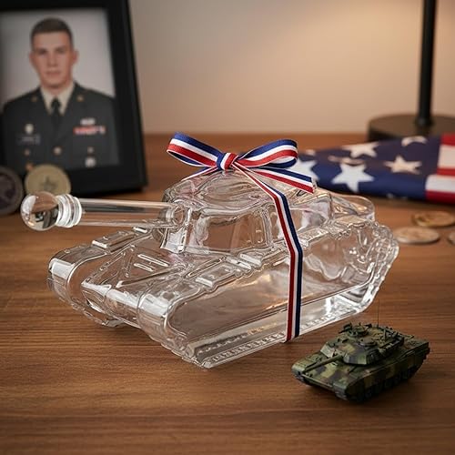Miniatura 6 de Decantador de whisky Army Tank de The Wine Savant  Regalos del ejército para hombres  Regalo de tanque  Decantador de bourbon y escocés, regalos