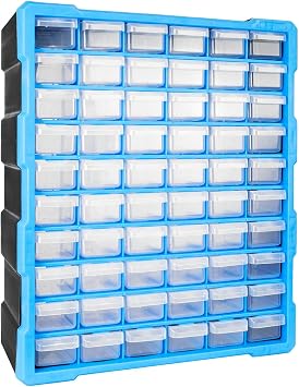 TekBox DIY Tool Bits Storage Organiser Unit - Workshop Parts Craft Box Cabinet 60 Small Drawers