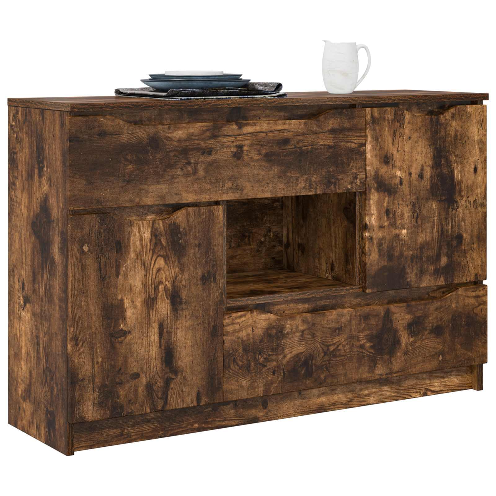 Credenza Rovere Fumato 100 x 30 x 65,6 Legno Ingegneria | Mobile TV, Conservazione Soggiorno, Cassetti Scorrevoli, Design Moderno, Manutenzione Facile
