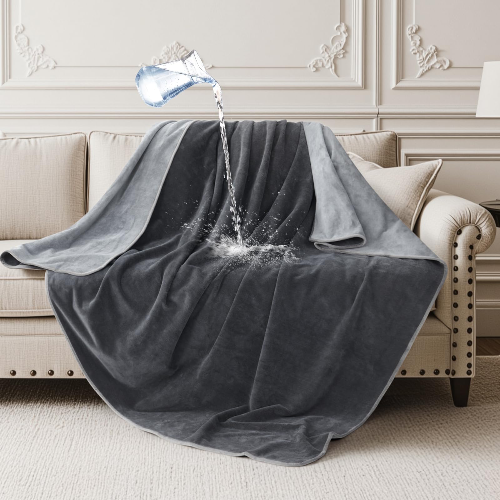 LOOBANI Reversible Leakproof Throw Grey