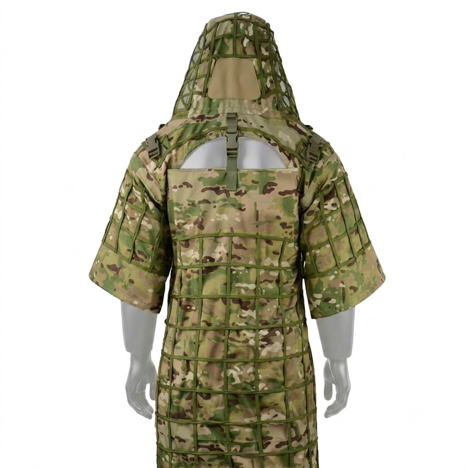 Ghillie Suit Tactical Set con Viper Hood E Mantello Camouflage Traspirante | Giacca Mesh Leggera E Traspirante for Caccia Fotografia Naturalistica Osservazione E Training Outdoor Bosco