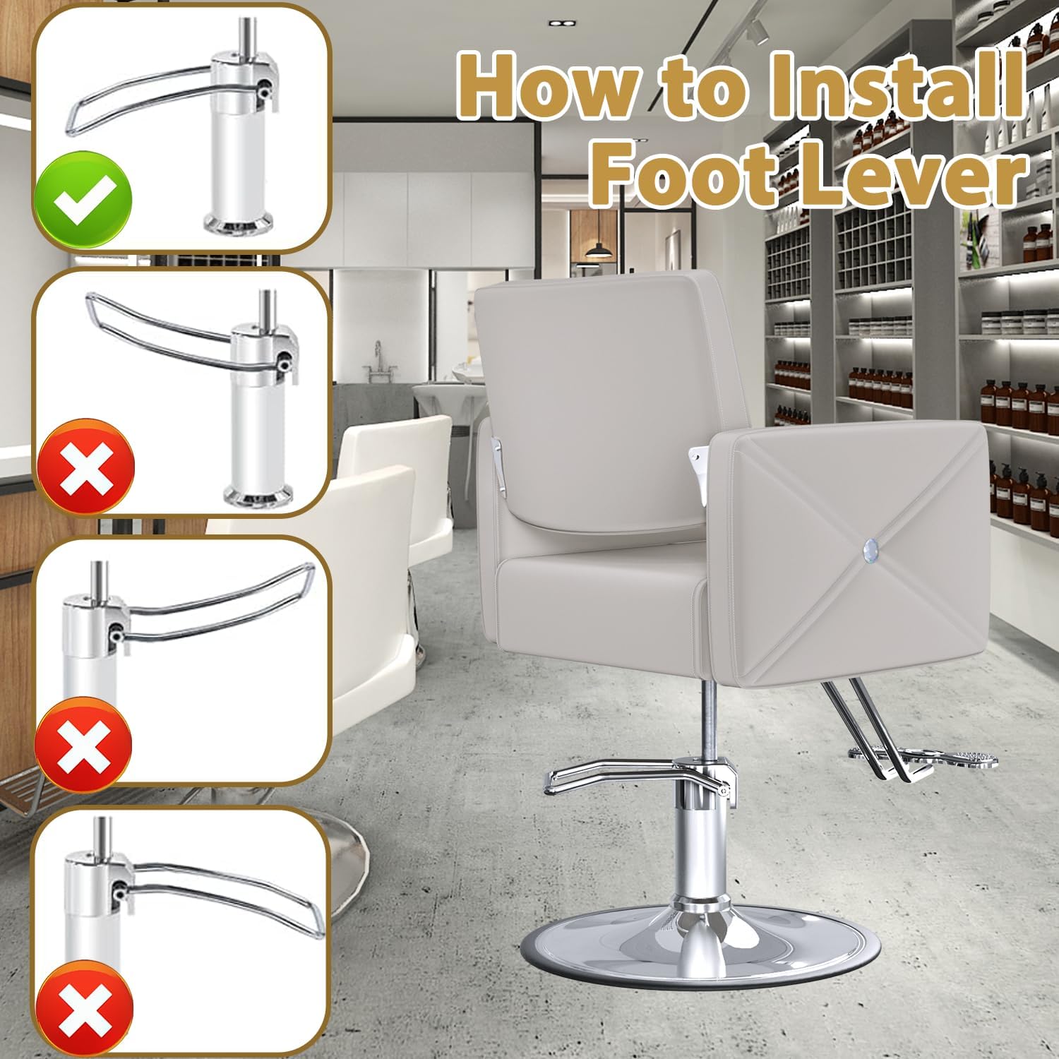 Salon Barber Chairs for Hair Stylist, Hair Salon Stylist Chair with Heavy Duty Hydraulic Pump Height Adjustable, 360 Degrees Rolling, Barber Braider Spa Beauty Equipment, Studio Gray