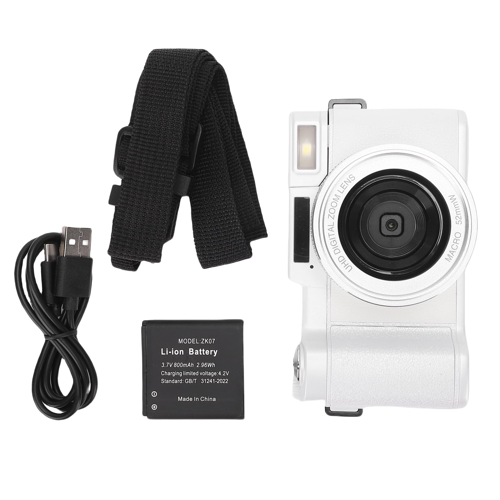 Caméra Numérique 5K avec écran Pivotant de 3 Pouces (White)