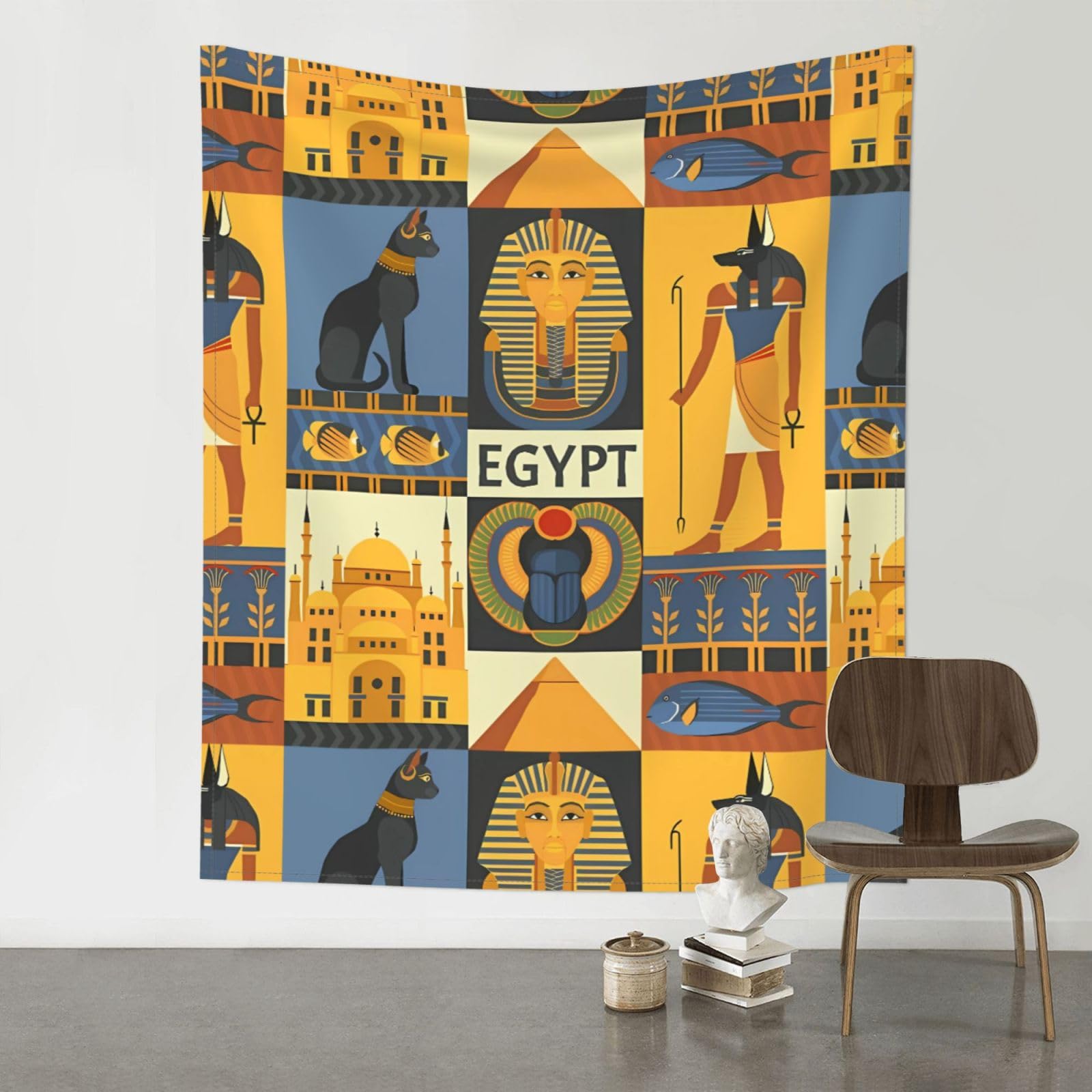 WHJSSF Ancient Egypt Tribe Series Prints Wall Tapestry 60x51in - Boho Decor Throw for Bedroom, Dorm, Picnic & Outdoor Adventures