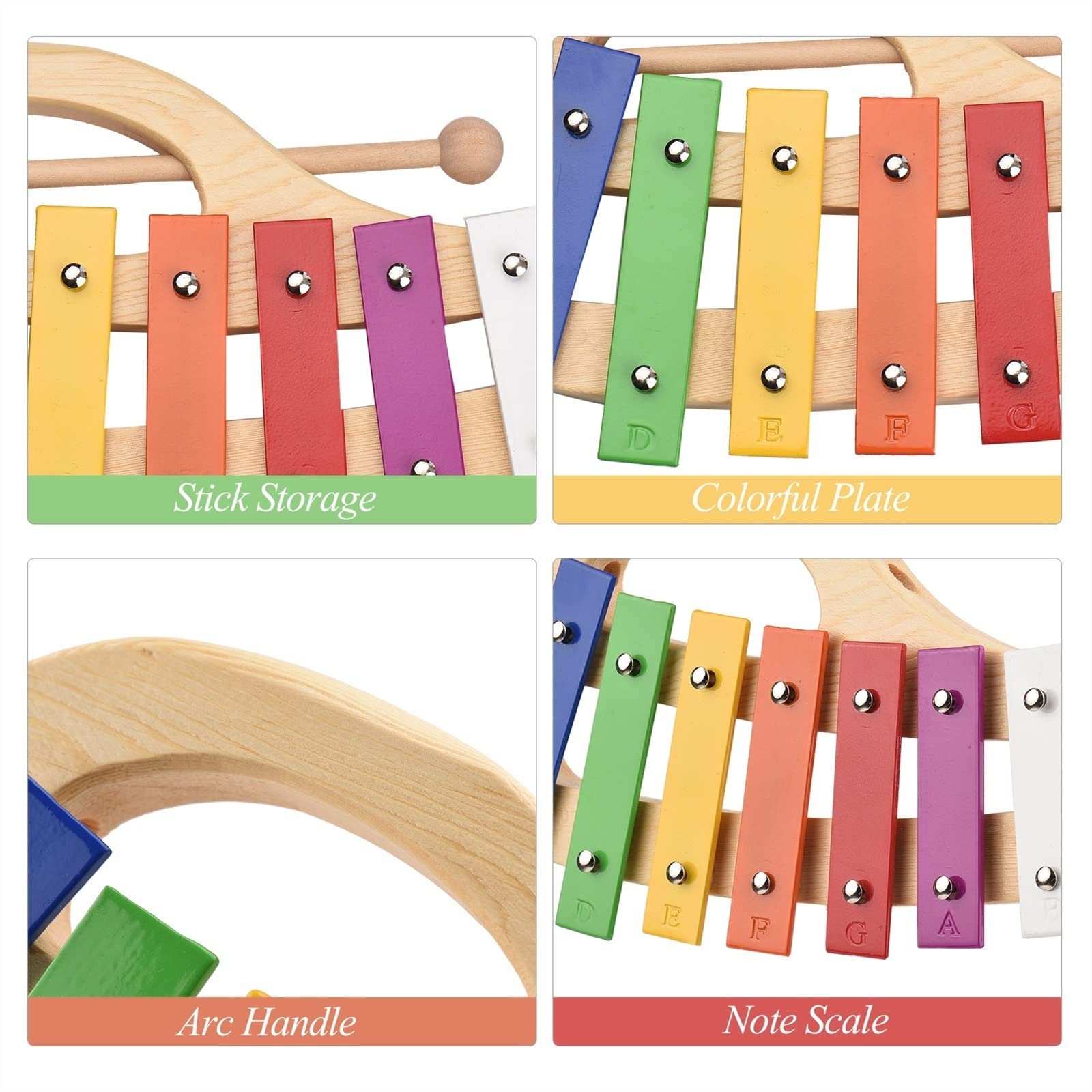 Ksylofony Ksylofon 8-klawiszowy Carillon 3mm Kolorowa Aluminiowa Płyta Z Uchwytem Mallet Stick Instrument Perkusyjny Glockenspiel