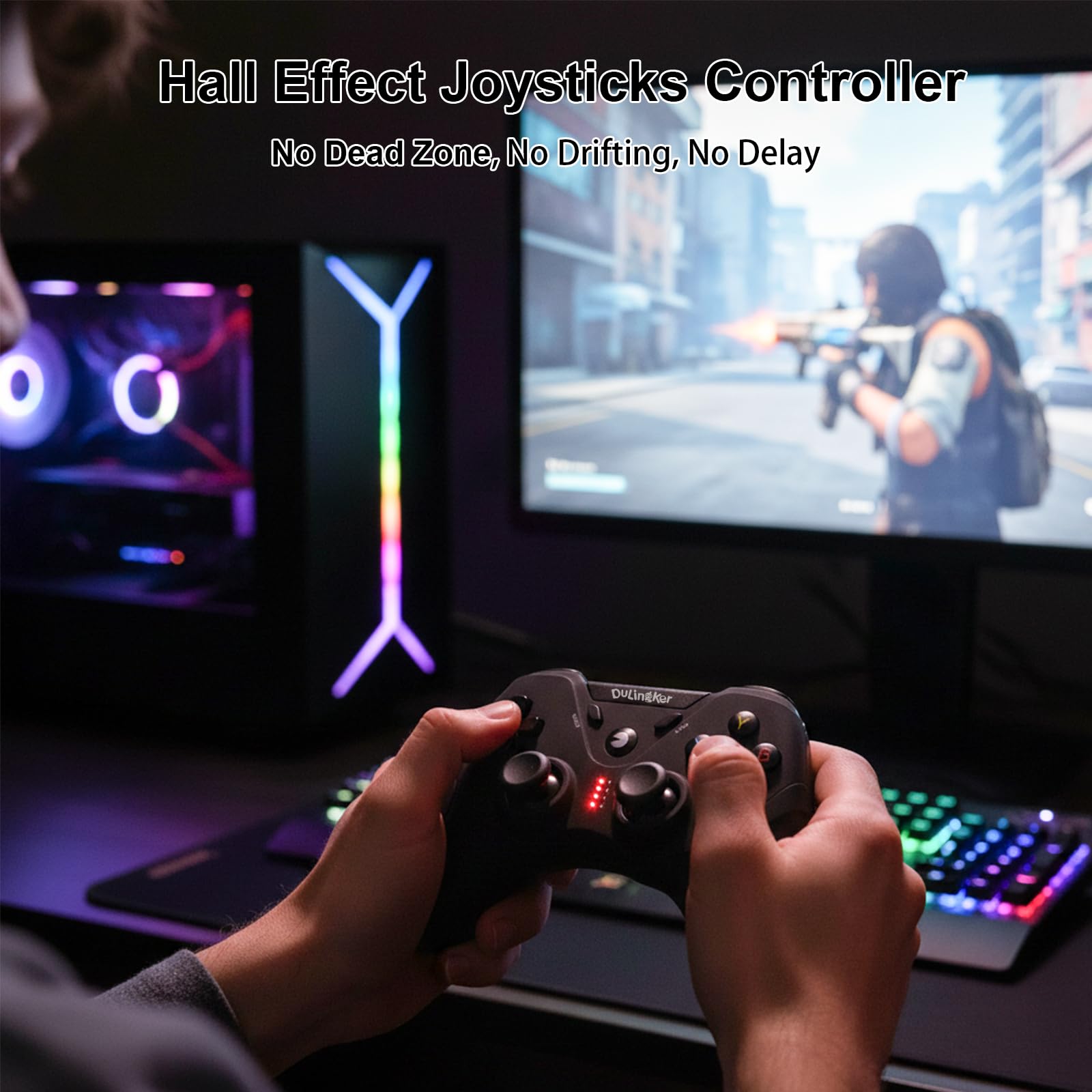 DuLingKer PC Controller Wireless, PS3 Controller PC Gamepad mit Hall Effect Joystick und Dual Vibration, 2,4G Wireless Gaming Controllers für PC Windows, Laptop, PS3, Android TV, Steam, Raspberry Pi