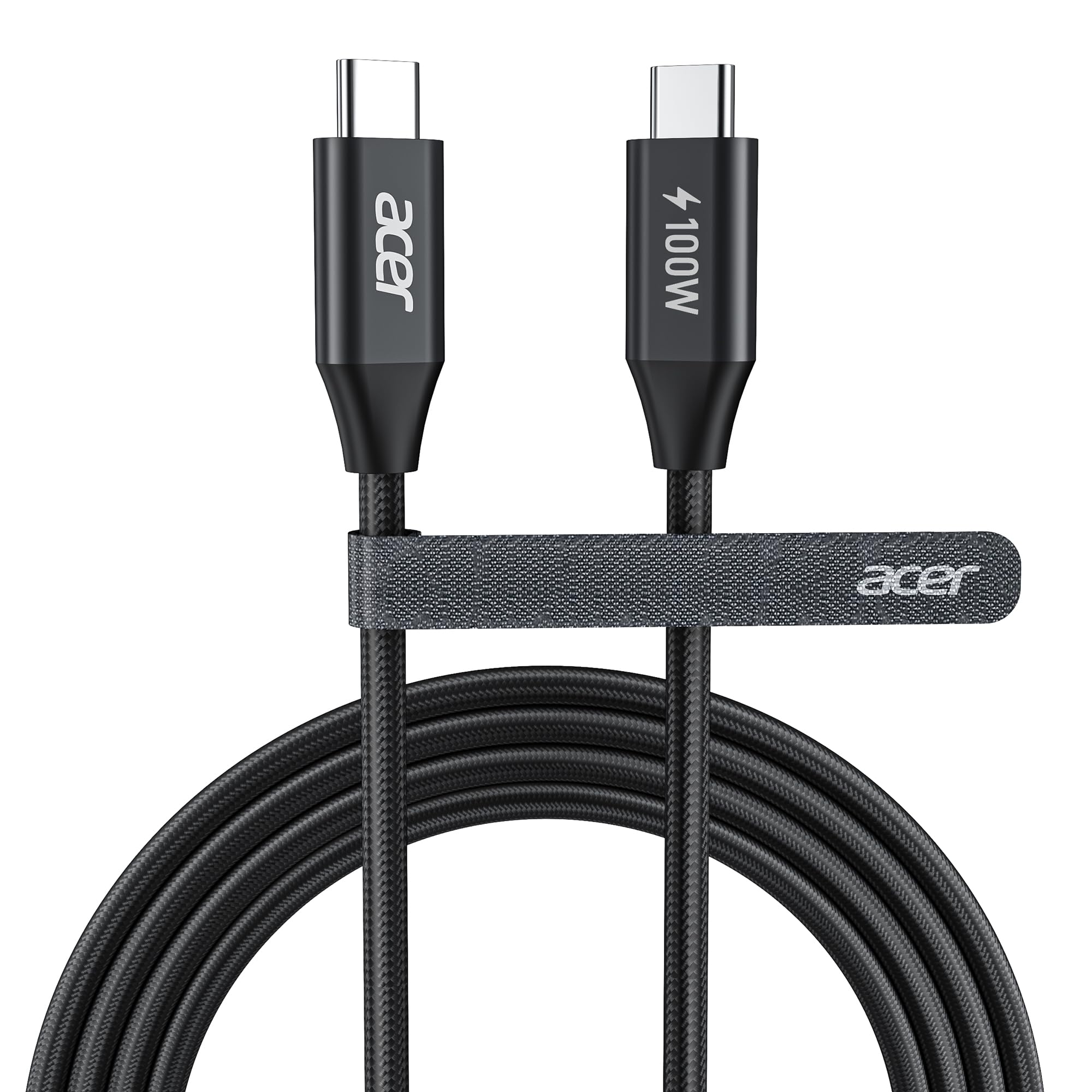 acer Cavo USB C 100W 1m, Cavo USB C contro USB C Carica rapida, Caricatore Tipo C Nylon Braided Compatibile con iPhone 16 15 Samsung S23 Ultra iPad Air MacBook Pro Google Pixel 7 Switch ecc.