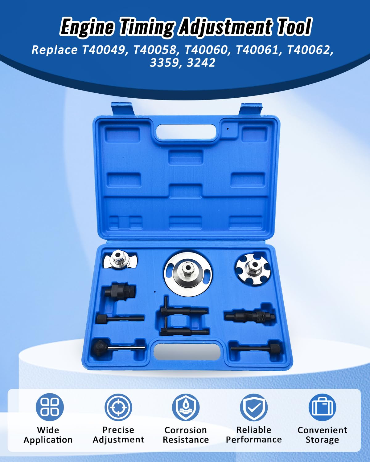 Strumento Regolazione della fasatura Motore Compatibile con VW Audi 2.7 3.0 TDI, Blocco dell'albero a camme e dell'albero Motore sostituisce T40049, T40058, T40060, T40061, T40062, 3359, 3242