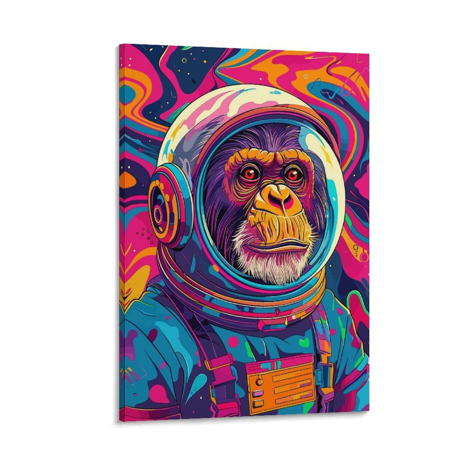 Junmoney Astronaut Space Chimp, Tableau Décoratif Pour Le Salon Et La Chambre D'amis, Art Pour La Décoration Intérieure, 24x36inch(60x90cm)