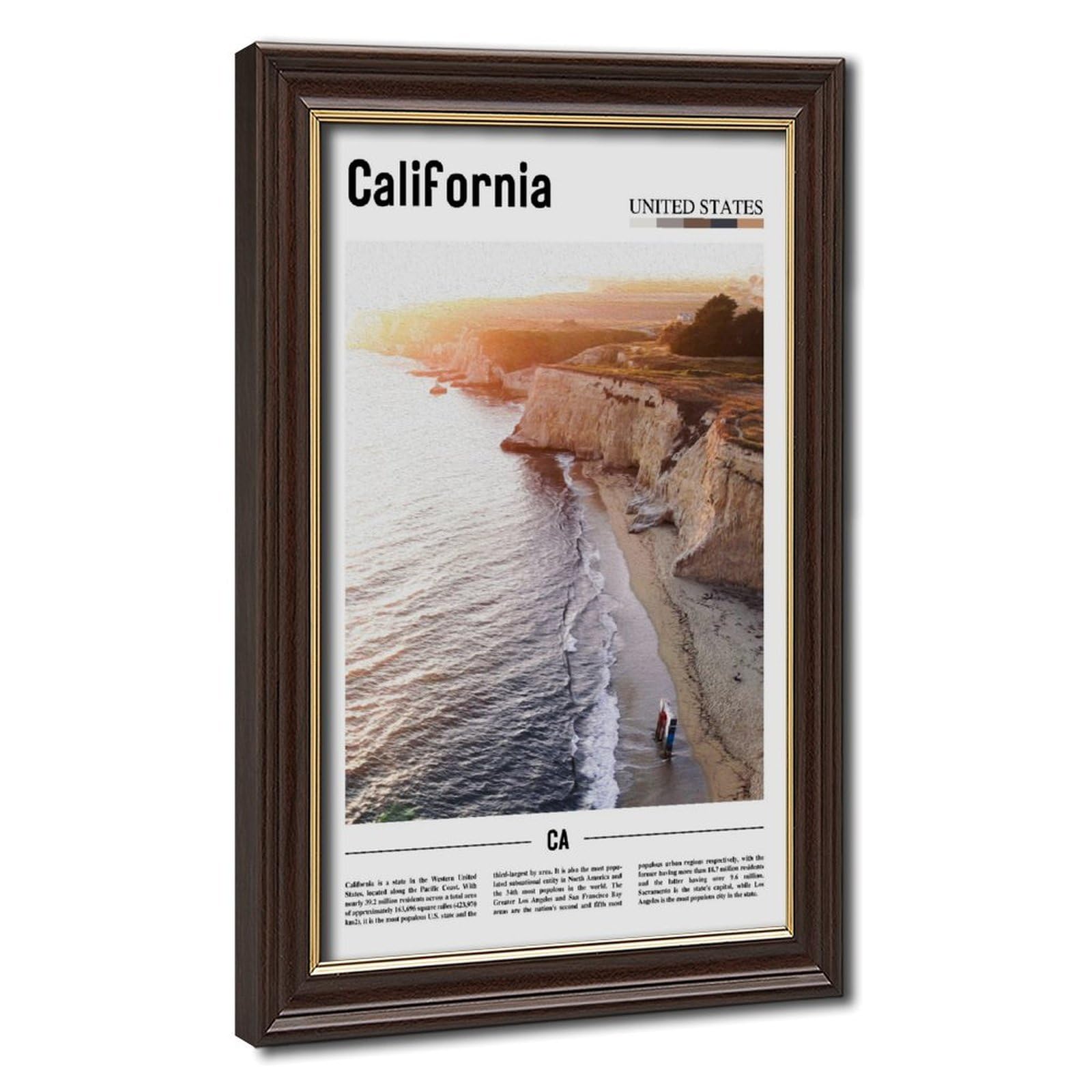 Wcyb Mokume Gane Frame California Usa Scenery Travel Posters Prints Canvas Deco Paintings Wall Art Hangable Frame 20" L X 30" W