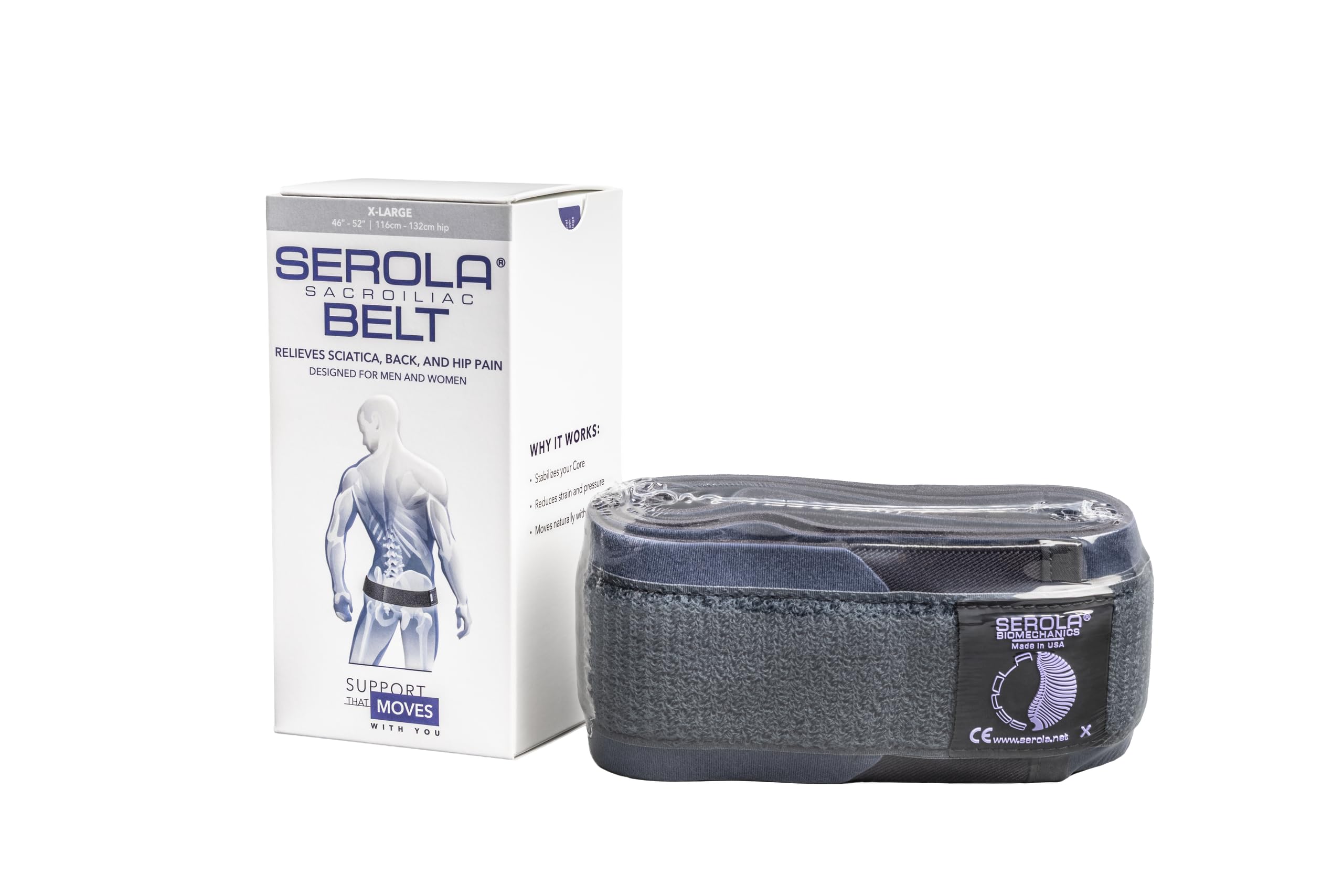 Serola Cinturón sacroilíaco para disfunción articular SI (XL se adapta a 46 a 52 pulgadas), soporte de espalda baja, ciática, pélvica y cadera para mujeres y hombres, soporte antideslizante, ajustable
