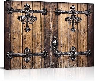 Prime Leader Wooden Door Canvas Wall Art - Barn Door Dilapidated Wood Grain - Modern Wall Decor Gallery Canvas Wraps Giclee Print Stretched and Framed Ready to Hang - 8" x 12"