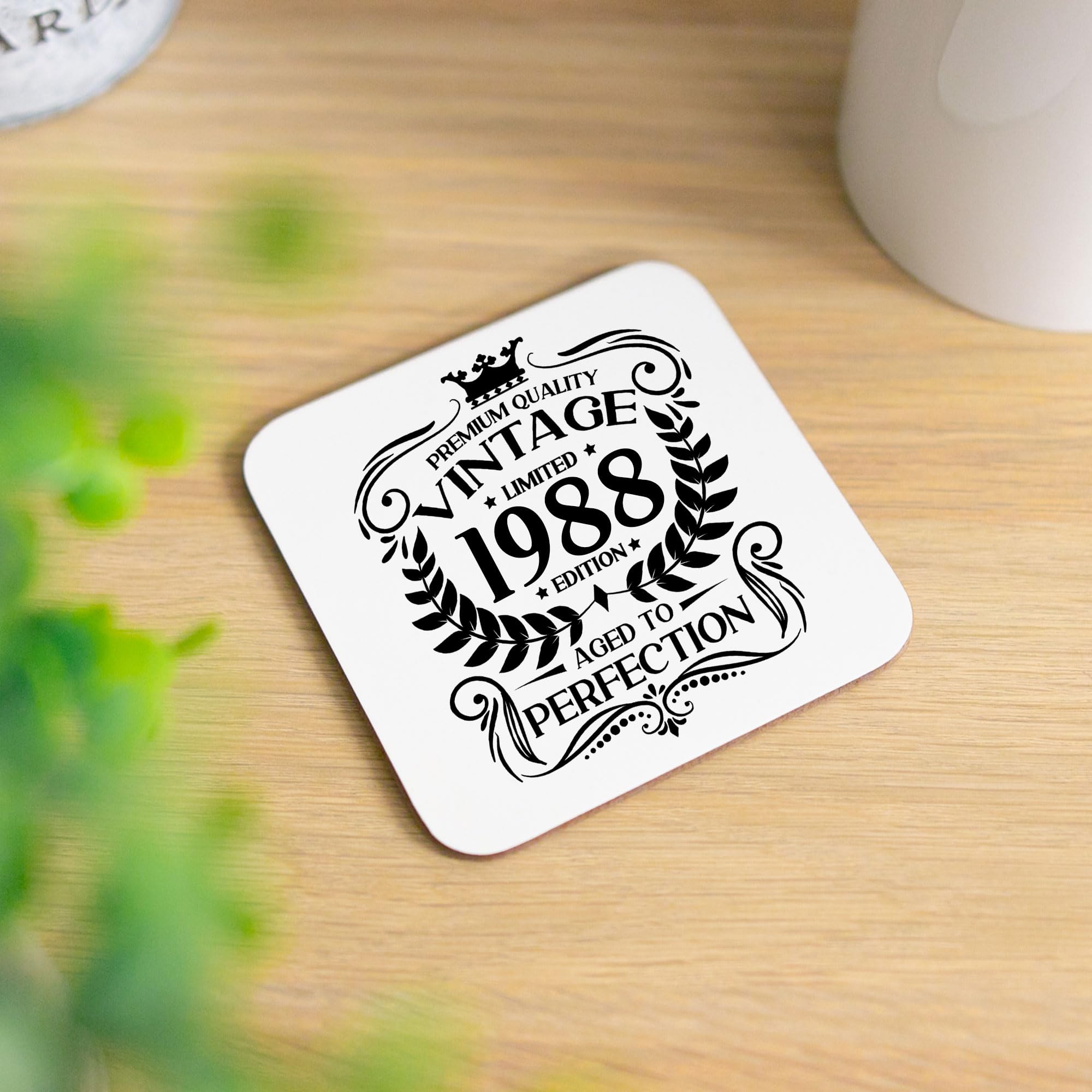 38th Birthday Gift for Men Vintage 1988 Aged to Perfection Printed Coaster Present for 38 Year Old Etched Printed Placemat (Printed Coaster)