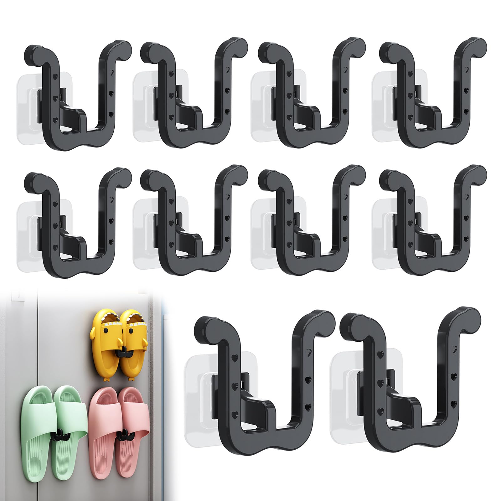 Scarpiera Da Parete Autoadesiva 2 Pezzi - Porta Pantofole In Plastica Salvaspazio Per Bagno, Ingresso E Cucina, Bianco 24x5x5,2 Cm