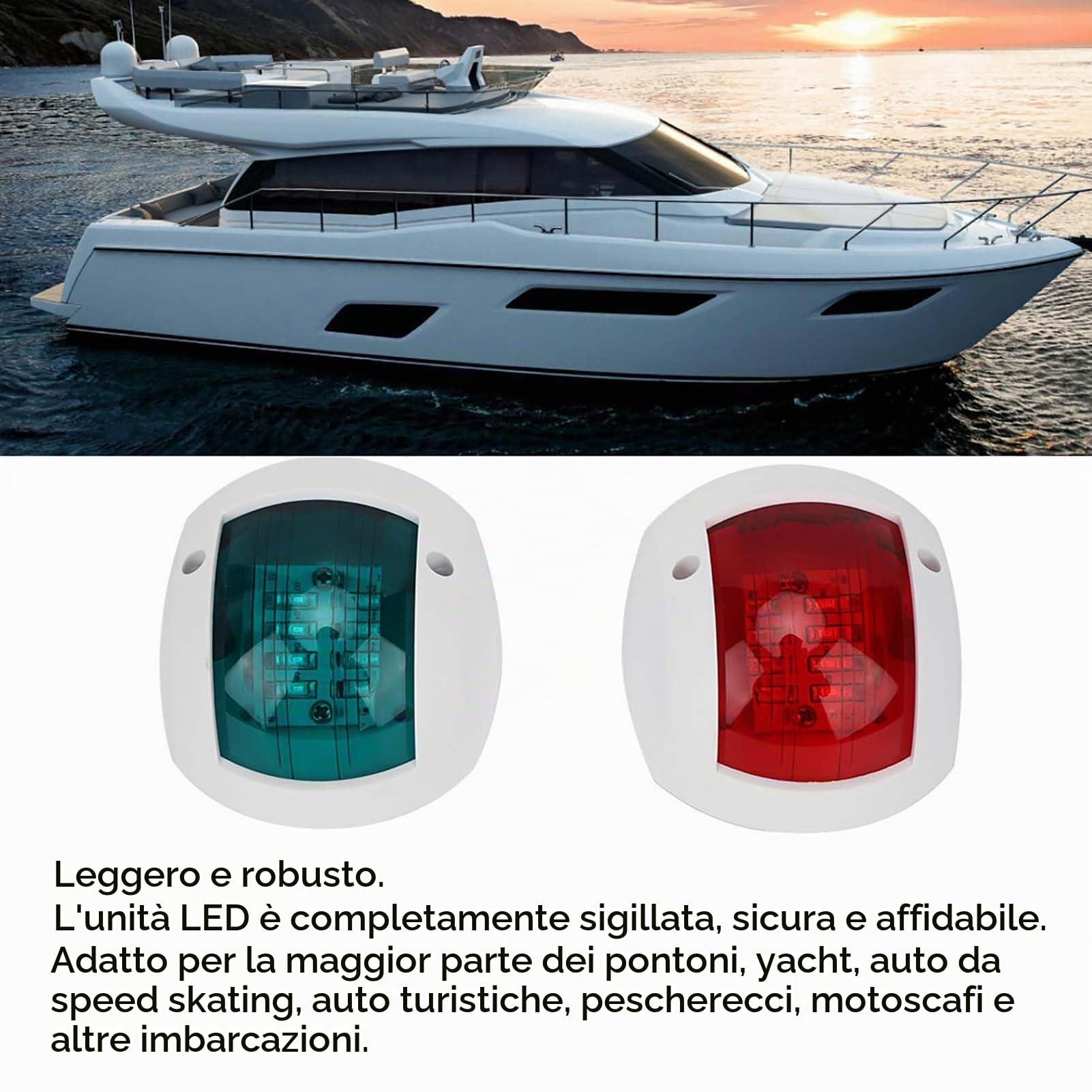 Coppia di lampade di segnalazione sferiche LED rossi verdi luci di navigazione per barche impermeabili DC12V-24V 3W luci di segnalazione di navigazione per yacht marino