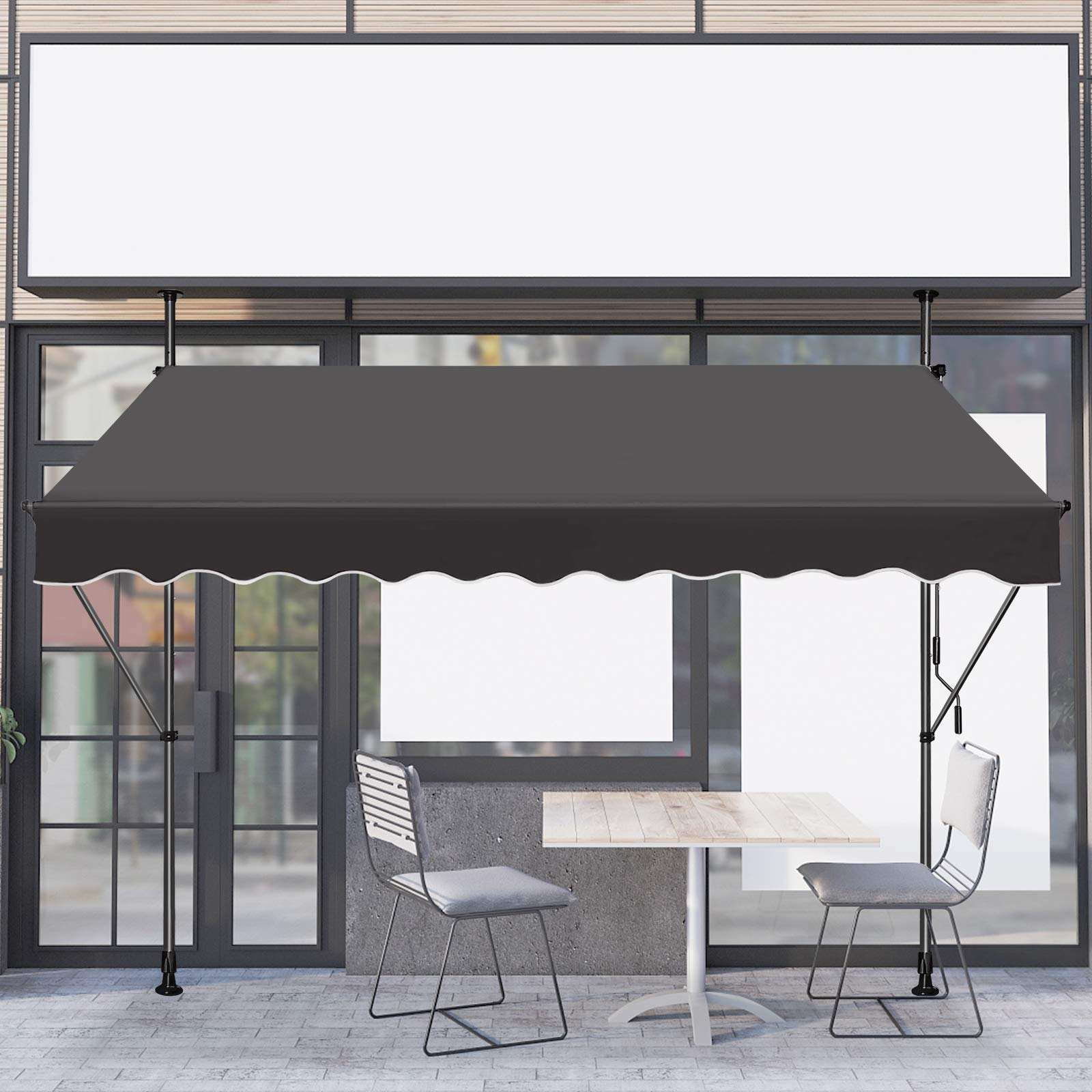 NAIZY Store Banne avec manivelle Manuel Rétractable pour Balcon Résistant aux intempéries et Hydrofuge avec des Tailles résistantes aux UV et réglables en Hauteur (Gris foncé | 250 * 120cm)