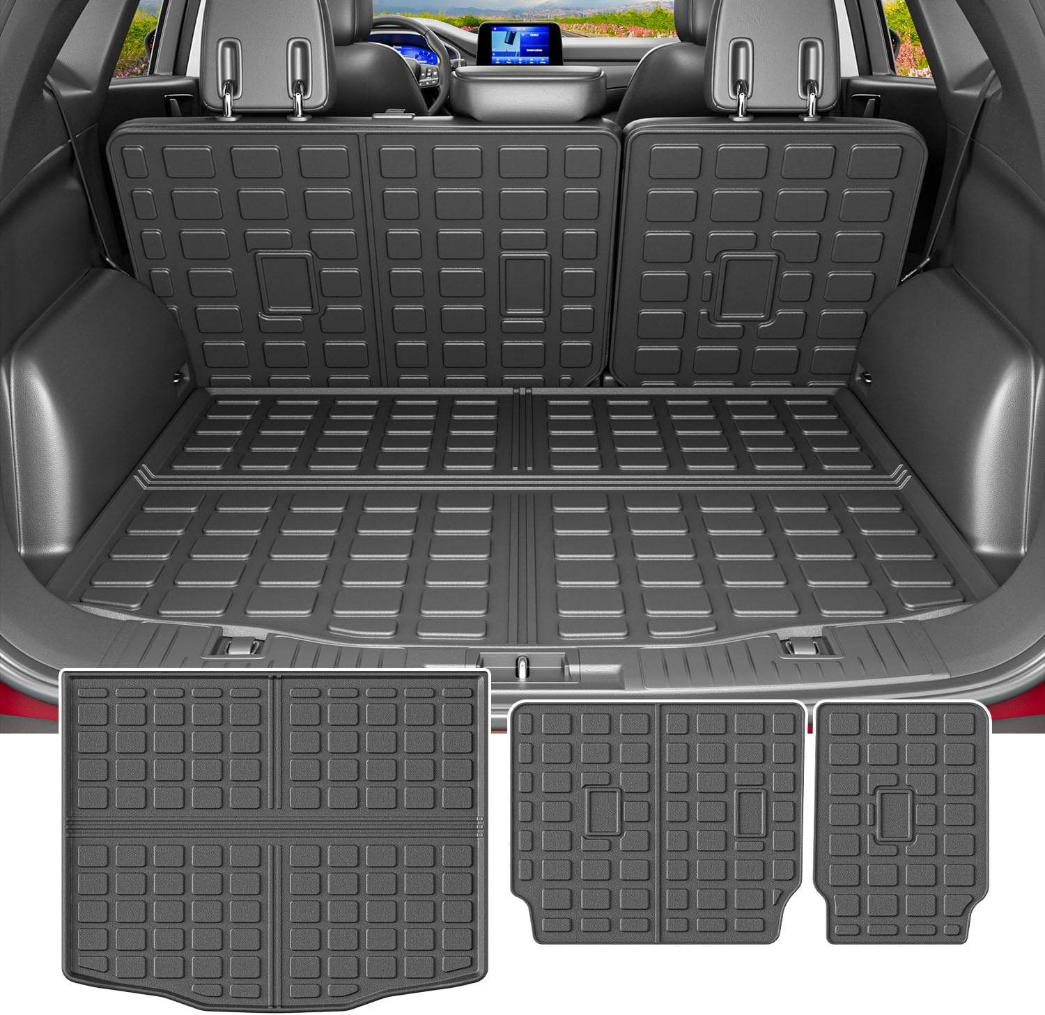 powoq Cargo Liner Compatible with 2020-2025 Ford Escape Trunk Mat All Season Protection TPE Cargo Mat Replacement for 2020 2021 2022 2023 2024 2025 Ford Escape Accessories (Trunk Mat+Backrest Mat) - Amazon product rated Grade A