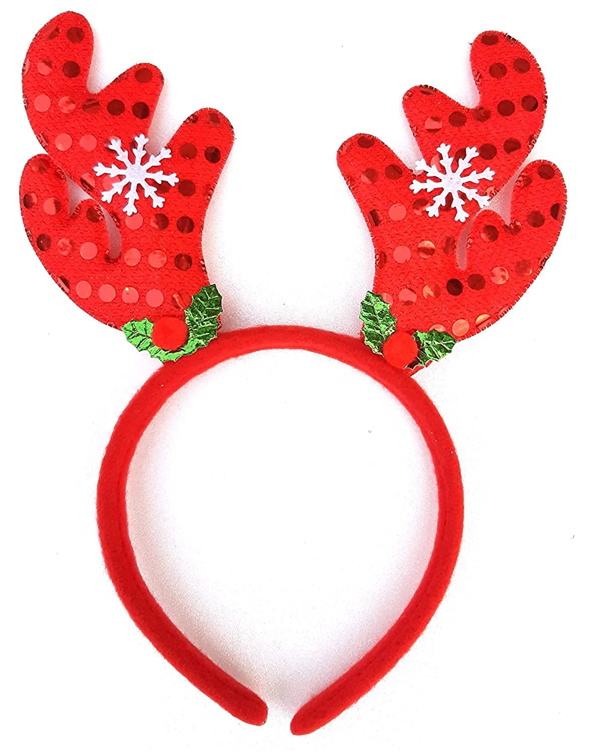 Christmas Reindeer Antlers Headband for Christmas Xmas Party Deer Glove Head Hoop Funny Party for Children or Adult and Girls (Pack of 1) Red