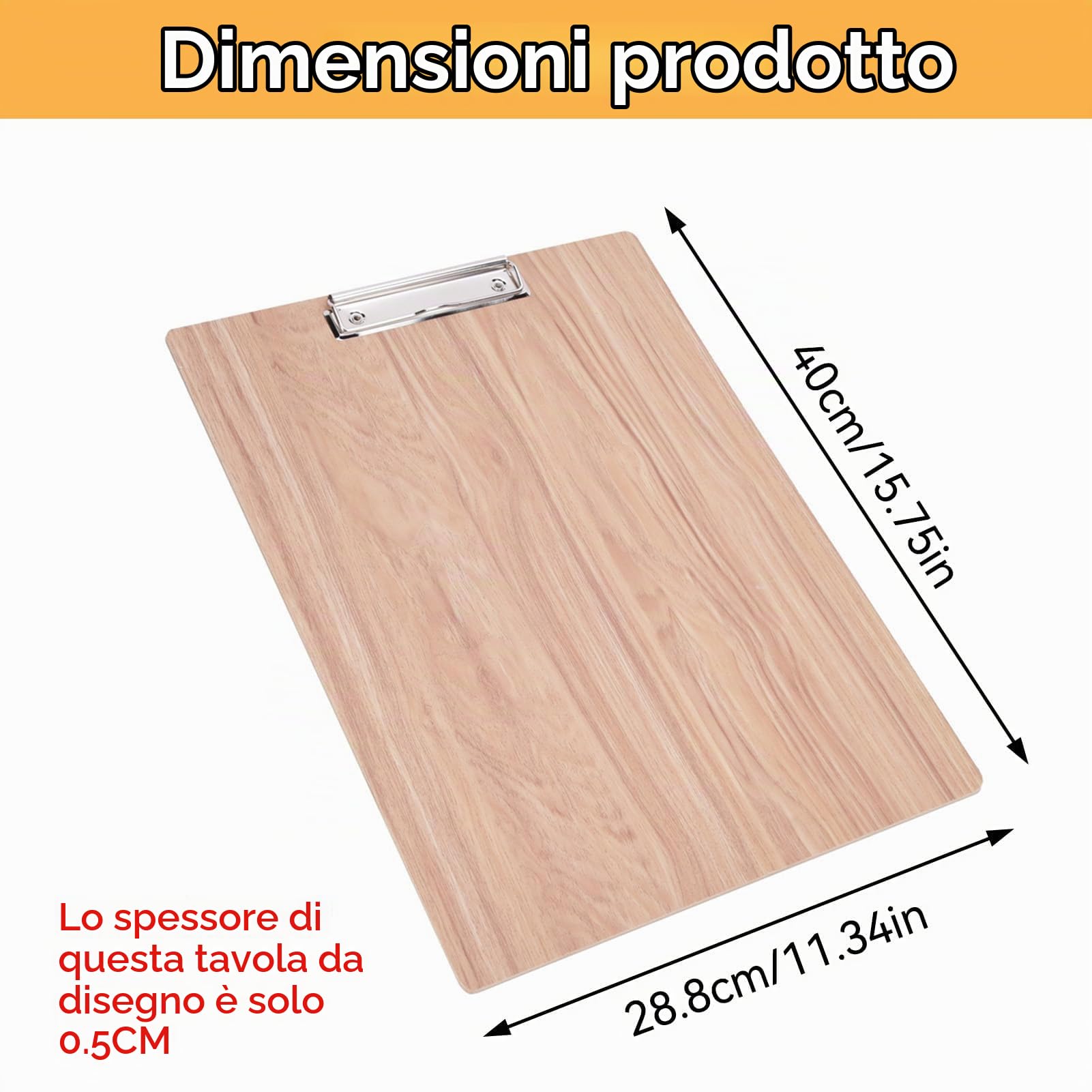 HERCHR Appunti per schizzi in legno, tavola da Disegno in Legno per artisti 8K, Impermeabile Viaggio Pittura Tavola, Blocco da disegno in legno Con Clip in metallo per Classe Studio