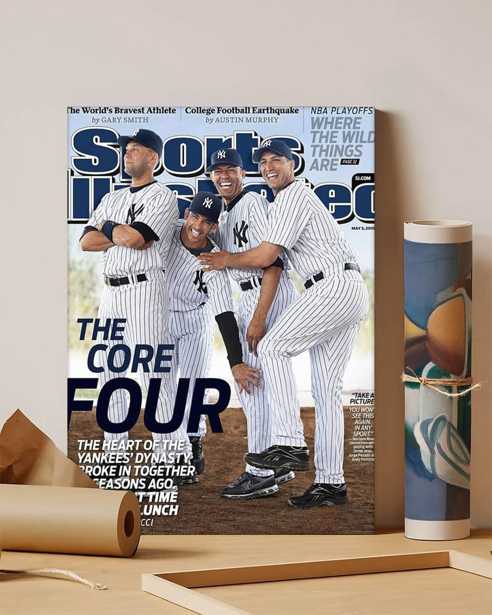 GADGETS WRAP Canvas Gallery Wrap Framed for Home Office Studio Living Room Decoration (11x14inch) - New York Yankees Derek Jeter, Jorge Posada, Mariano Rivera