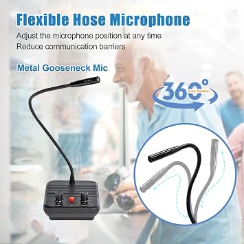 Wired Two-Way Window Intercom, Anti-Interference Talk Through Glass Microphone Speaker, Hands-Free Counter Communication System for Bank, Hospital, Food Truck, Ticket Office, Station, Store