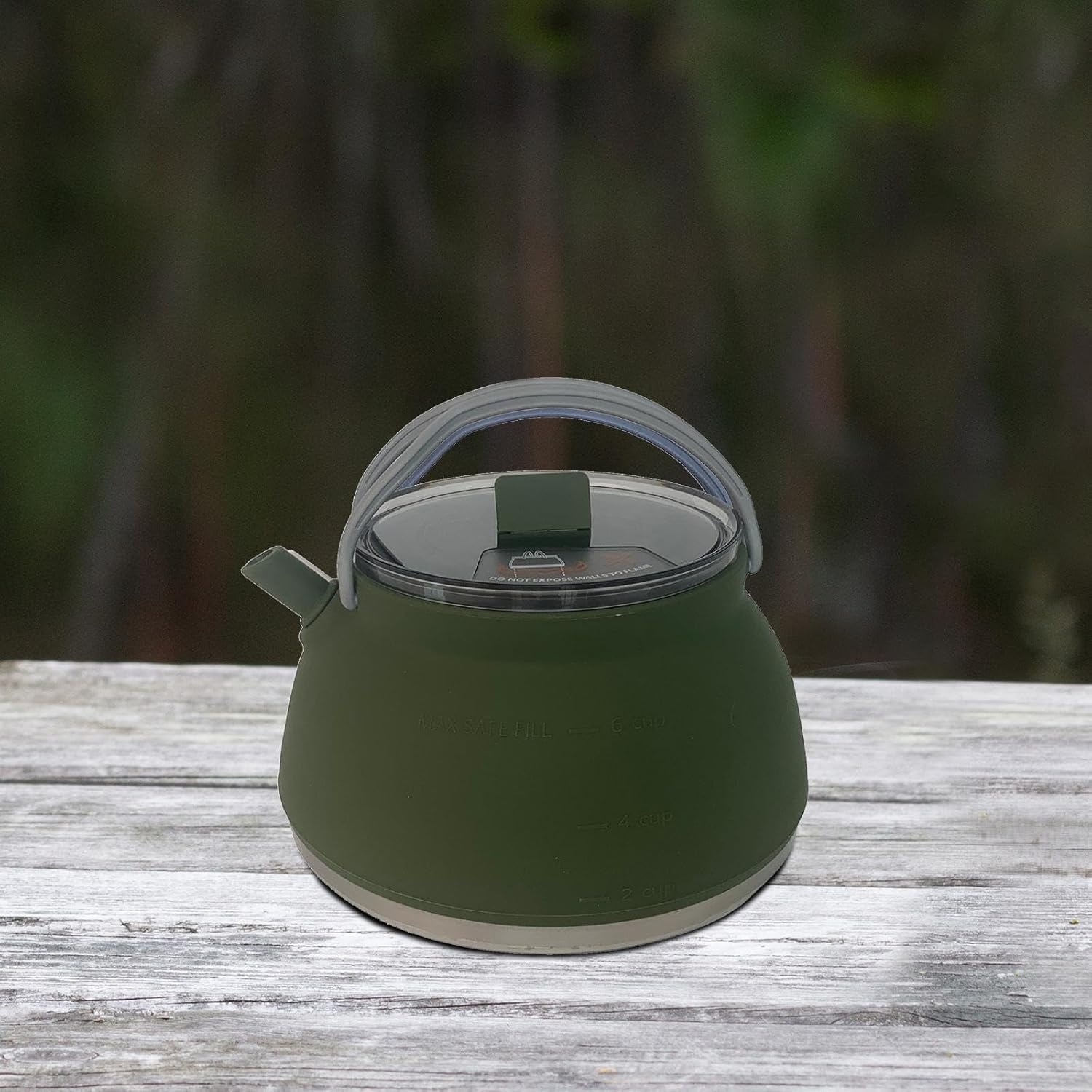YIJU 1.5L Travel Kettle for Camping And Outdoor Cooking, Foldable Pot for Coffee And Tea, Dark Green