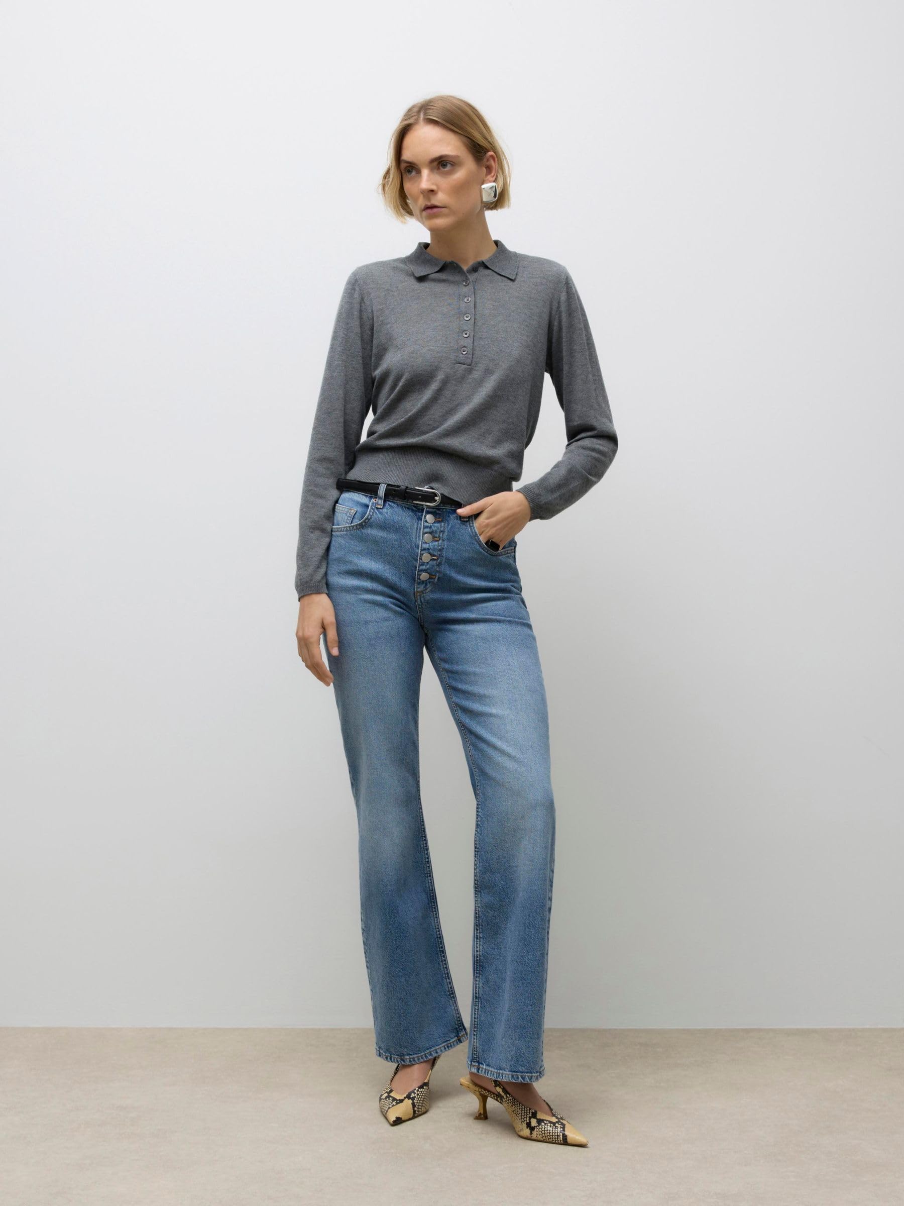 VERO MODA Female Polo AWSIKITA Gestricktes Poloshirt