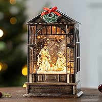 Vista 29 de Globo de nieve navideño con escena de cardenal iluminado, linterna musical de agua con nieve girando y brillando, decoración festiva y regalo