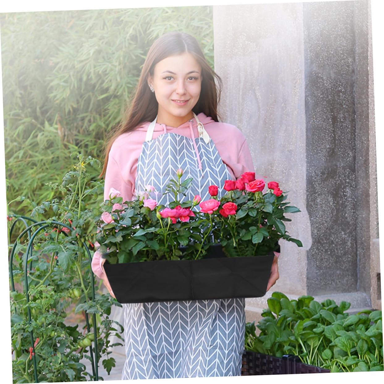 UPKOCH Pflanzbeutel aus Vliesstoff Atmungsaktiv und Verdickt Großer Pflanzsack für Blumen und Pflanzen Geeignet für Balkon und Innenbereich Schwarz 120 X 60 X 40cm