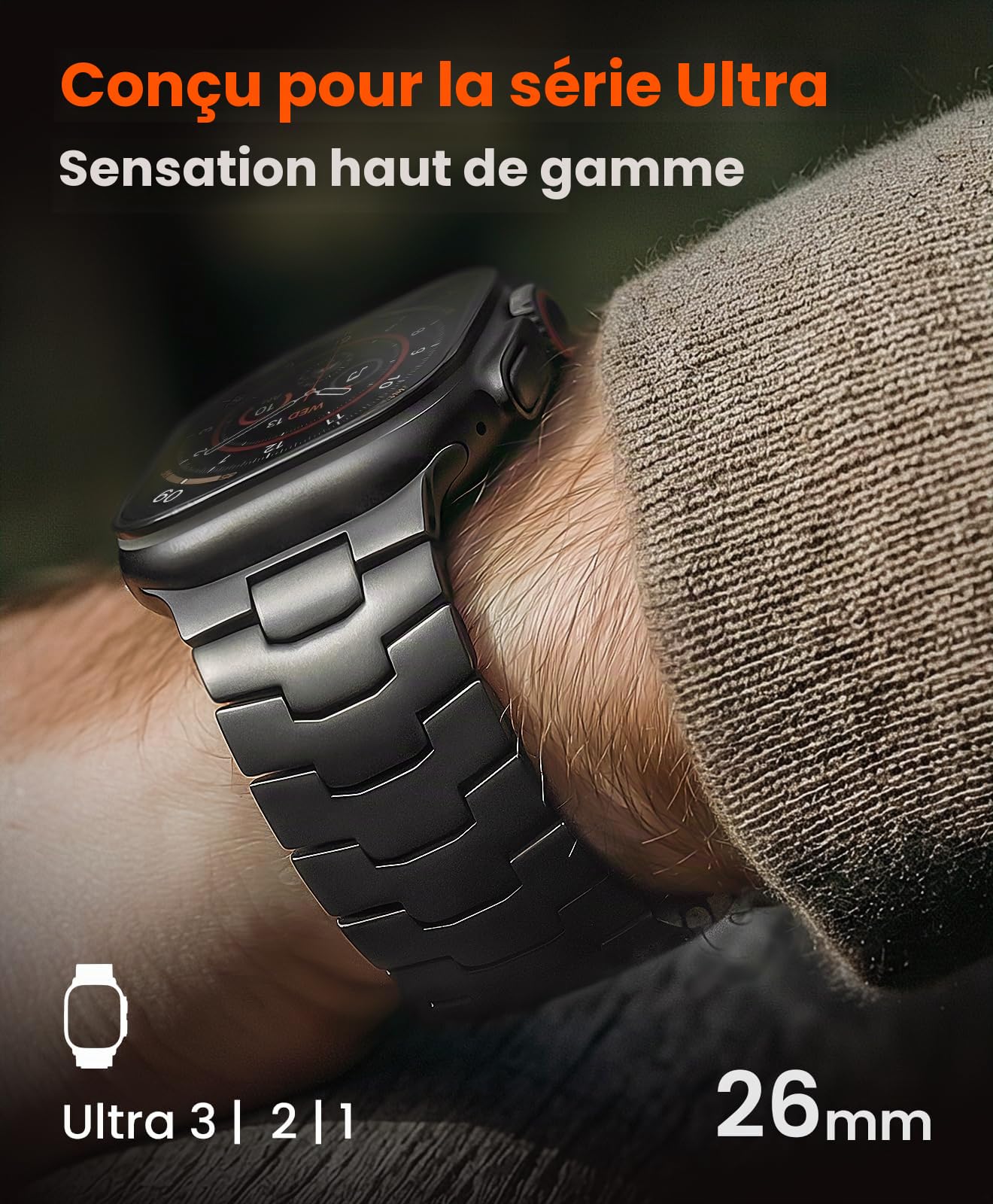 AGIS01 Bracelet en Titane pour Apple Watch ULTRA & ULTRA 2 - Bracelet Apple Watch ULTRA 49mm Réglable - Revêtement DLC