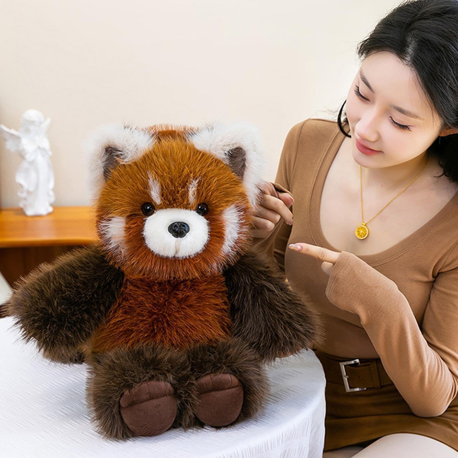 Peluche Qui Court PandaRoux Kawaii, Peluche Qui Courent PandaRoux, Peluches Quis Marche Pandas Rouxs, Adorable Doudou Anti-Stress 55 Cm, Décoration Intérieure Et Idée Cadeau pour Toutes Fêtes