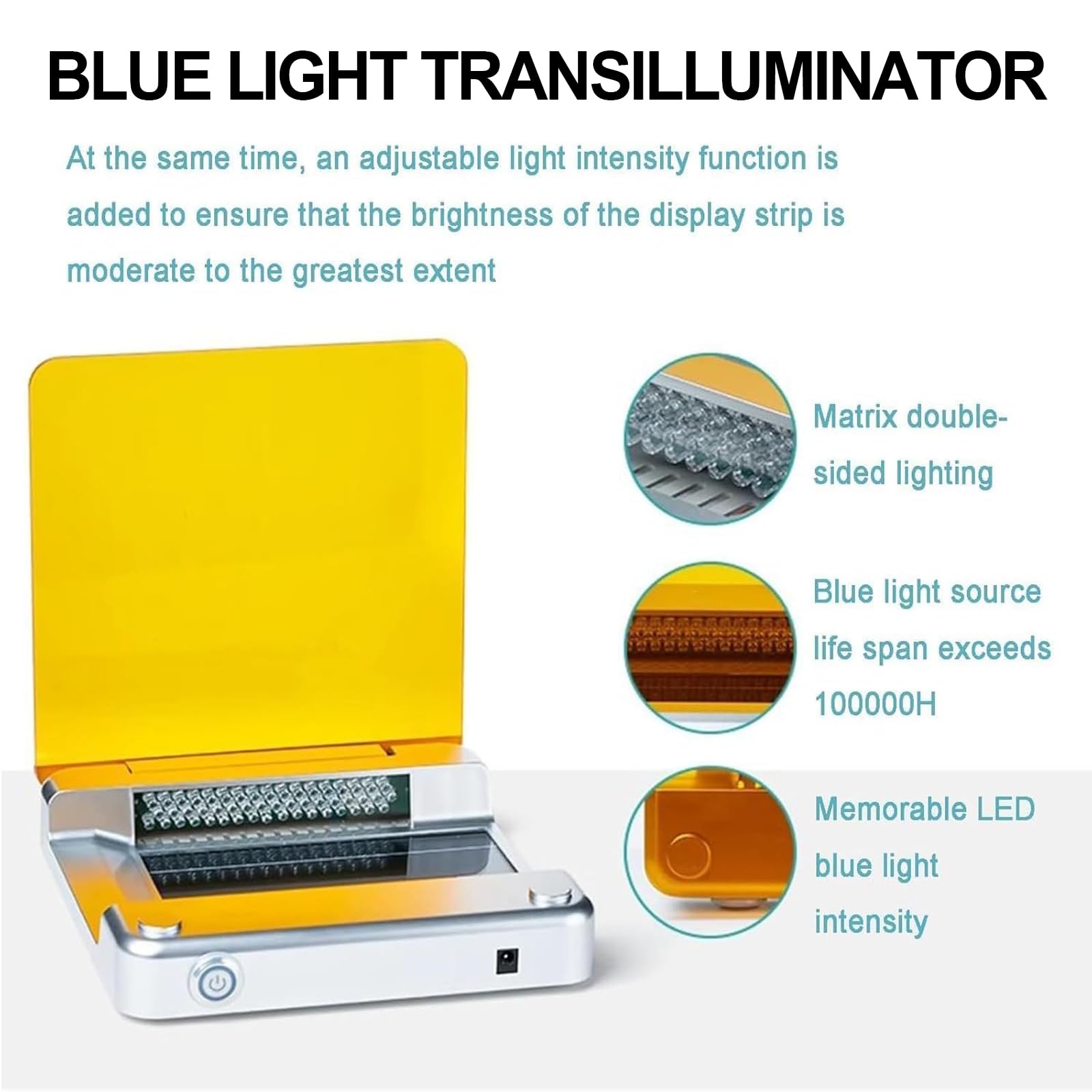 Blue Light - Cortador de gel de luz azul, transiluminador LED, 470 nm, intensidad ajustable, filtro ámbar para visualización y corte de electroforesis en gel de ADN